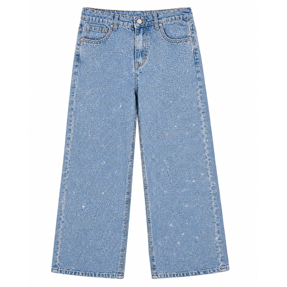 NWT OLI & Hali Rhinestone Wide Leg Jeans Sparkle Denim Pants Size M